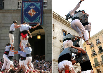 'Castells', sol, gente y calles llenas en las fiestas de la Mercè