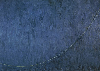 'Catenaria' (1998), pintura de Jasper Johns.rnrnA la izquierda, 'Sin título' (2000), y a la derecha, 'Green angel' (1990), grabados de Jasper Johns.