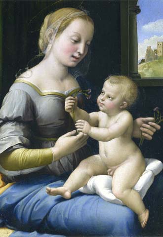 Madonna de los claveles  (1507-1508) expuesta en la National Gallery de Londres.