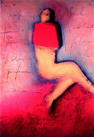 La pintura  Mecerei  (2003), de Miguel Galanda, cera y pigmentos sobre madera.