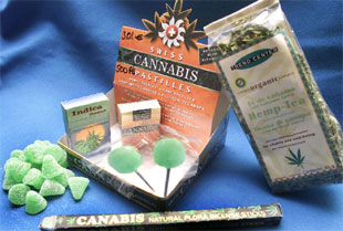 Chicles, piruletas, gominolas, té e incienso elaborados con derivados del  cannabis .