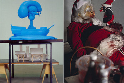 A la izquierda, 'Capt Dick Hat & Underworld Maquette' (2004) y 'Tokyo Santa', 'performance' (1996).