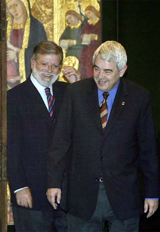 Rodríguez Ibarra y Maragall, en el palacio de la Generalitat.