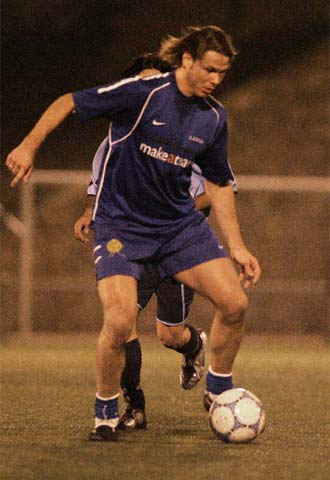 Redondo en un partido con el Chacarita, en Torrelodones.