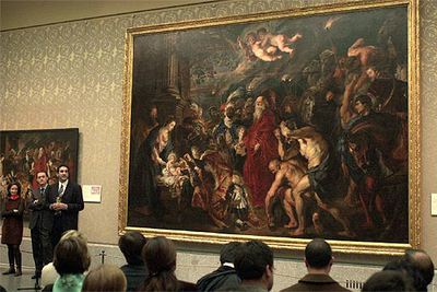 El cuadro  La adoración de los Magos,  de Rubens, en la presentación de la exposición en el Museo del Prado.