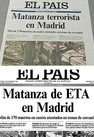 CAMBIO DE TITULARES EN LA PORTADA DEL 11-M