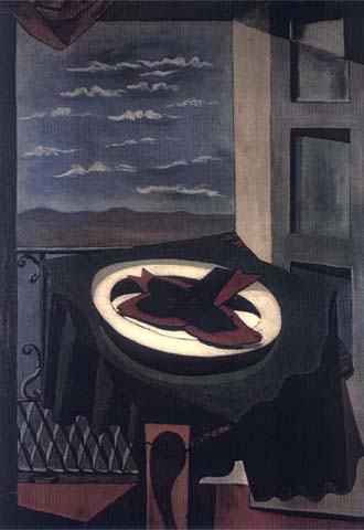  Balcón abierto y plato de pescado  (1926), de Manuel Ángeles Ortiz.