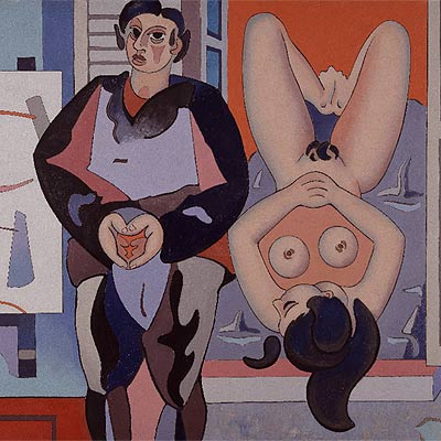  A rebours  (1947 ). En esta tela, Hélion reprodujo un cuadro suyo del periodo abstracto.