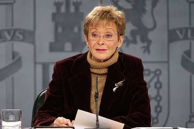 La vicepresidenta primera, María Teresa Fernández de la Vega, tras la reunión del Consejo de Ministros.