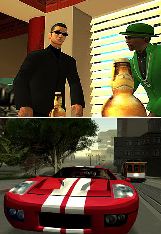 Dos imágenes del juego  Grand Theft Auto San Andreas. 