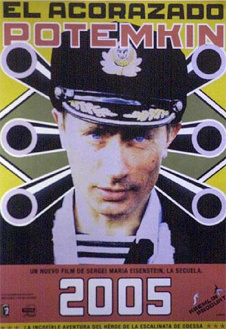 Versión de Óscar Mariné del cartel de  El acorazado Potemkin,  realizado en 1926 por Rodchenko