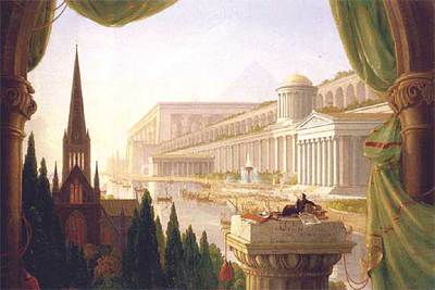 'El sueño del arquitecto', modificado por Venturi y Scott Brown.rnrn'El sueño del arquitecto', Thomas Cole.