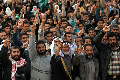 Palestinos en un mitin de Hamás en Rafah, al sur de la franja de Gaza.