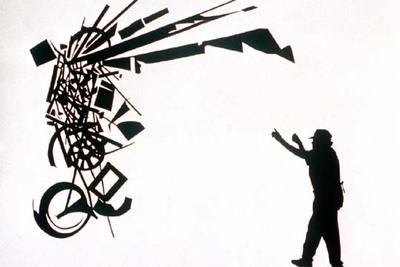 La obra  Vendedor ambulante número 4  (2002-2004), vinilo sobre muro, de Julio Morales.