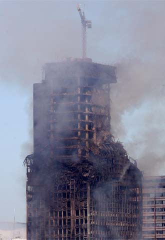 Estado en el que quedó el edificio Windsor tras el incendio.