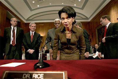 La secretaria de Estado, Condoleezza Rice, durante su comparecencia del pasado miércoles ante el Senado.