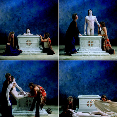 Imágenes del vídeo 'Emergence', de Bill Viola, que se exhibe en la Fundación Caja de Pensiones, de Madrid.rnrnDonald Kuspit.