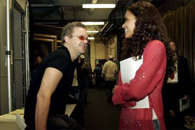 Halle Berry y Tim Robbins, durante los ensayos del Kodak Theatre, donde se entregaron los  oscars. 
