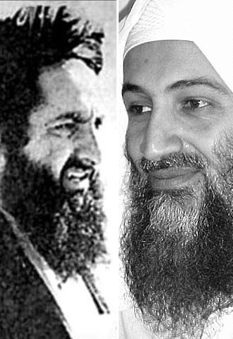 De izquierda a derecha, el  mulá  Omar y Osama Bin Laden, con los que se esconde Mustafá Setmarian, según los servicios de espionaje.
