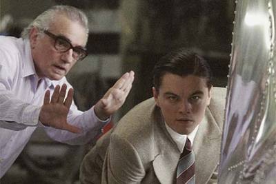 Martin Scorsese y Leonardo DiCaprio, durante el rodaje de  El aviador. 