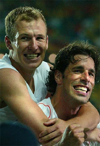 Robben, junto a Van Nistelrooy, en un partido con Holanda.