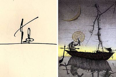  Don Quijote y Sancho Panza  (1987), de  Antonio Saura (a la izquierda), y  Don Quichotte  (1979), de Joan Ponç.