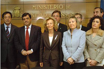 La ministra Elena Salgado (en el centro) junto a los miembros del pleno de la Conferencia Sectorial de Drogas.