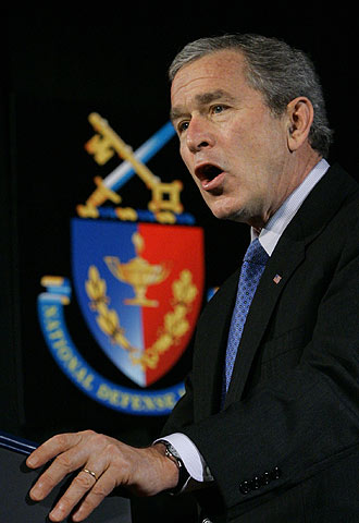 George W. Bush, durante su discurso en la Universidad Nacional de la Defensarnrn.