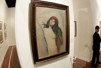 Litografía de  Madonna,  de Edvard Munch, que se exhibe en el Complesso del Vittoriano.