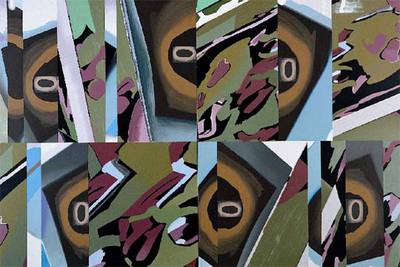 La obra  S  T,  de Luis Gordillo (2004), que forma parte de la exposición  Arte solidario.  