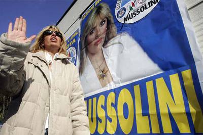 Alessandra Mussolini, durante una protesta en Roma.