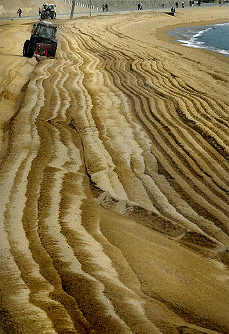 'Peinado' de las playas de Barcelona