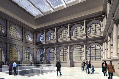 Imagen digital del claustro de los Jerónimos reconstruido en el interior de la ampliación del Museo del Prado.