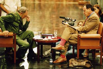Fidel Castro, a la izquierda, con Oliver Stone durante el rodaje de  Looking for Fidel.  