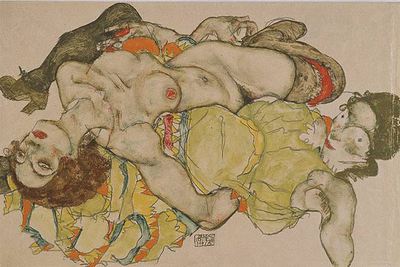  Dos mujeres yaciendo entrelazadas  (1915).