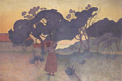 Un cuadro de Henri-Edmond Cross titulado  La ferme, soir,  de 1893, mostrado en la exposición del Museo d'Orsay dedicada al neoimpresionismo.