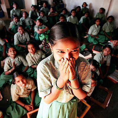 Una de las alumnas de la escuela de Bramhanapalli.