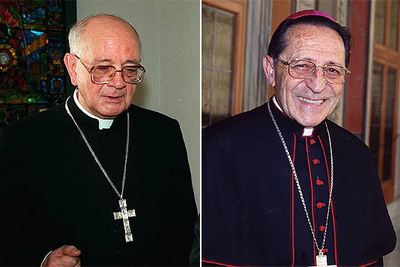 Los cardenales españoles Eduardo Martínez Somalo (izquierda) y Julián Herranz.