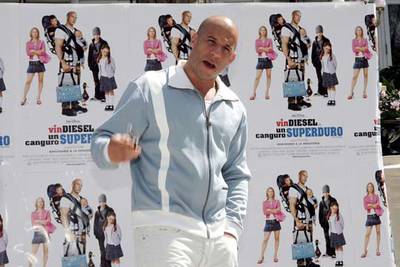 Vin Diesel, durante la presentación en Madrid de  Un canguro superduro. 
