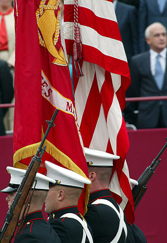 Desfile de  marines  estadounidenses en el día de la Fiesta Nacional española, el 12 de octubre de 2003.