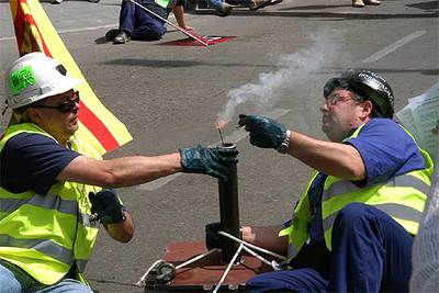 Protestas sindicales de los mineros de Sallent
