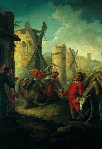  Don Quijote lucha contra los molinos de viento,  de Giuseppe Bonito 1759).