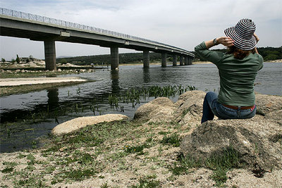 Aspecto que presentaba ayer el embalse de Valmayor.