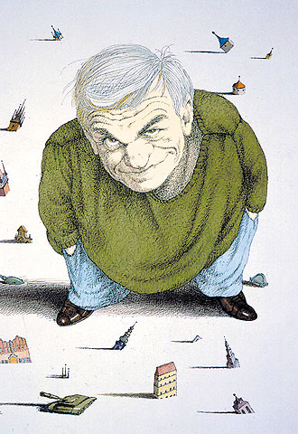 Milan Kundera visto por Tullio Pericoli.