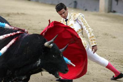 José María Manzanares, durante la faena a su primer toro, con el que confirmó la alternativa.