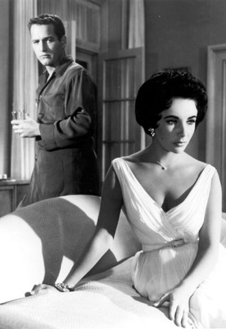 Paul Newman y Elizabeth Taylor en  La gata sobre el tejado de zinc,  de Richard Brooks.