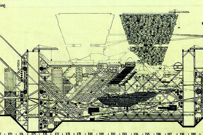 'Plug-In City, 1962-1964', de Peter Cook (Archigram).