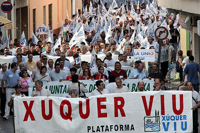 Miles de manifestantes contra el trasvase Júcar-Vinalopó en Sueca