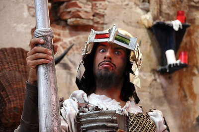 Rafael Amargo, caracterizado de Quijote, en un ensayo de la obra.