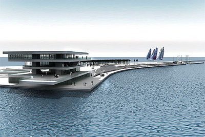 Diseño de David Chipperfield y Fermín Vázquez para el edificio de invitados, el parque y el aparcamiento de la Copa del América.